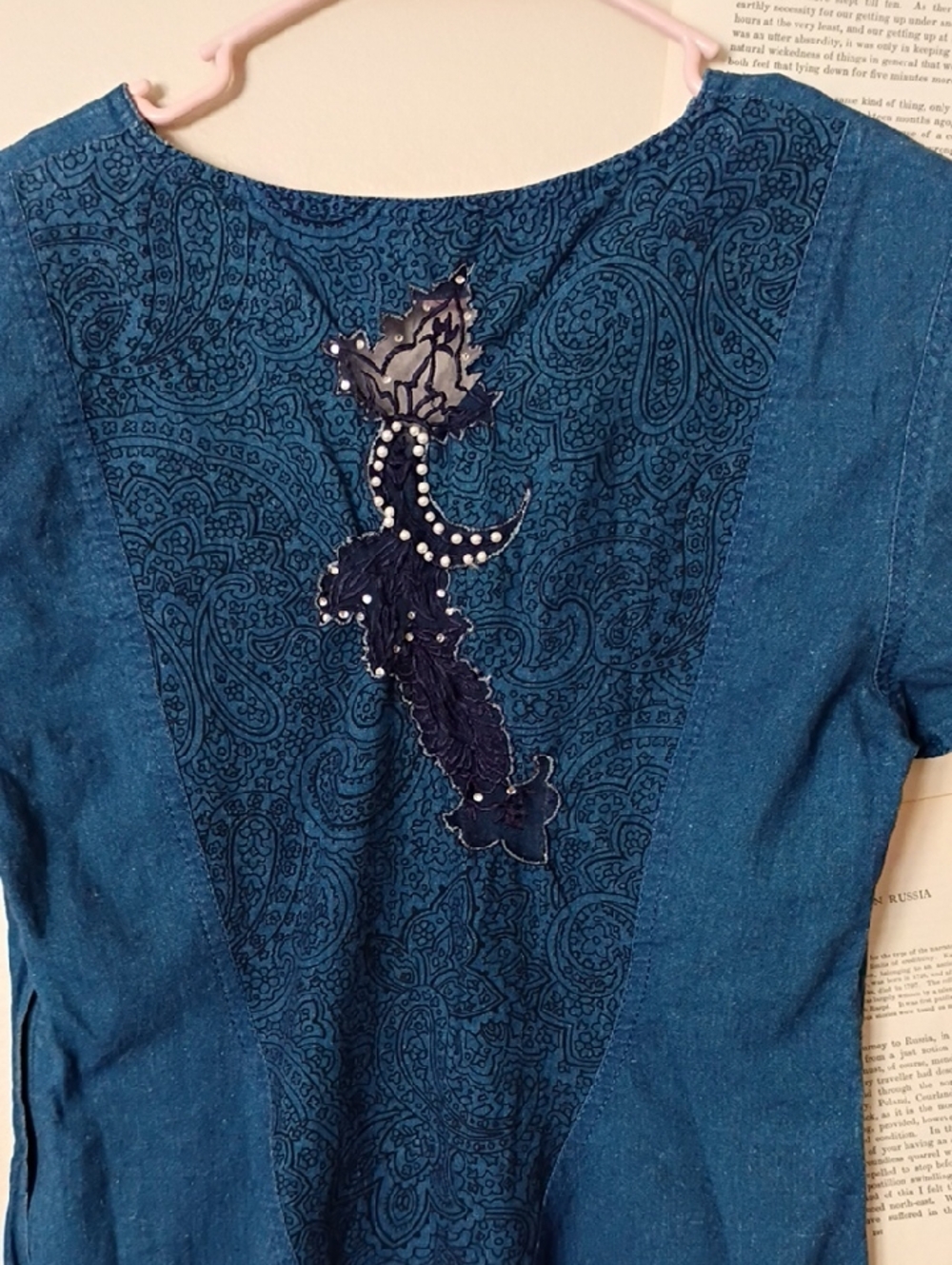 Rare Vintage Gina Bacconi Italy Denim Dress